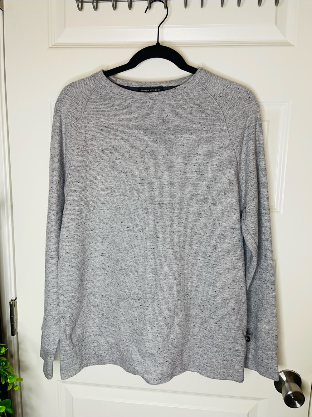 Banana Republic | Heather Gray Crewneck Thermal Sweater Waffle Knit